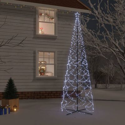 vidaXL Árvore de Natal em cone 1400 luzes LED 160x500 cm branco frio