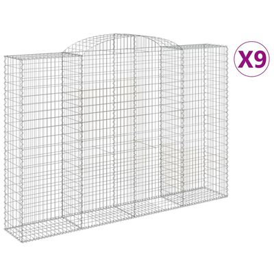 vidaXL Cestos gabião arqueados 9pcs 300x50x200/220cm ferro galvanizado