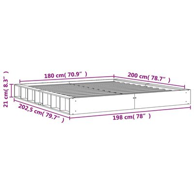 vidaXL Cama sem colchão 180x200 cm pinho maciço castanho-mel