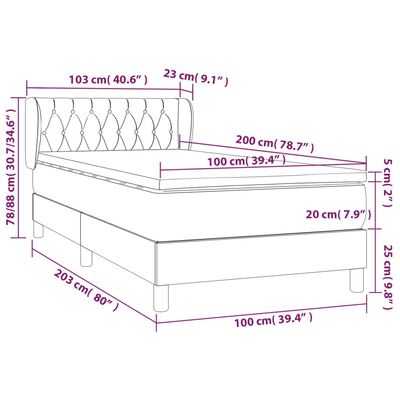 vidaXL Cama com molas/colchão 100x200 cm veludo rosa