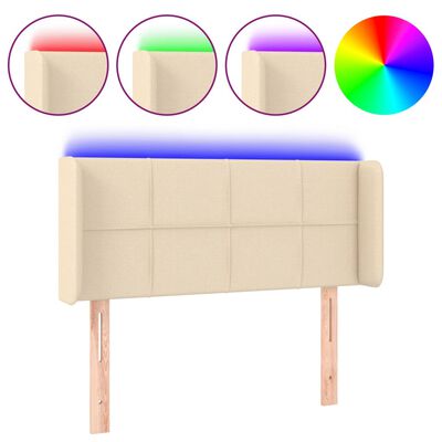 vidaXL Cabeceira de cama c/ luzes LED tecido 83x16x78/88 cm cor creme