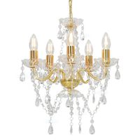 vidaXL Lustre com contas de cristal redondo 5 x E14 dourado