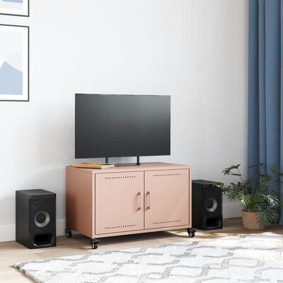 vidaXL Móvel de TV 68x39x43,5 cm aço rosa