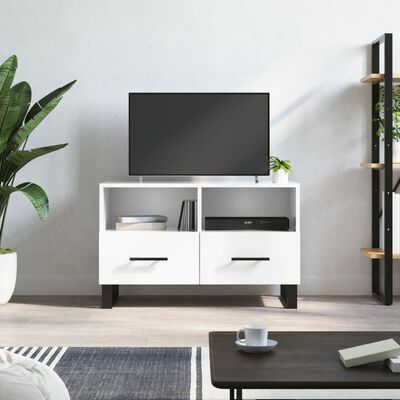 vidaXL Móvel de TV 80x36x50 cm derivados de madeira branco brilhante