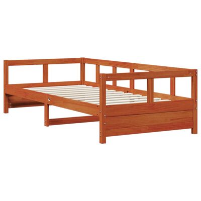 vidaXL Sofá-cama sem colchão 80x200 cm madeira de pinho castanho cera