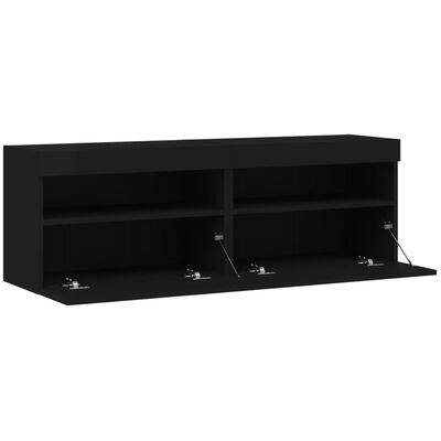 vidaXL Móveis de parede p/ TV com luzes LED 2 pcs 60x30x40 cm preto