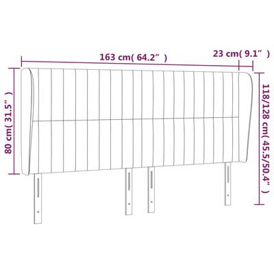 vidaXL Cabeceira cama c/ abas veludo 163x23x118/128 cm verde-escuro