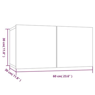 vidaXL Móvel de TV suspenso madeira processada 60x30x30 cm cinza