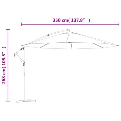 vidaXL Guarda-sol cantilever com poste de alumínio 350 cm terracota