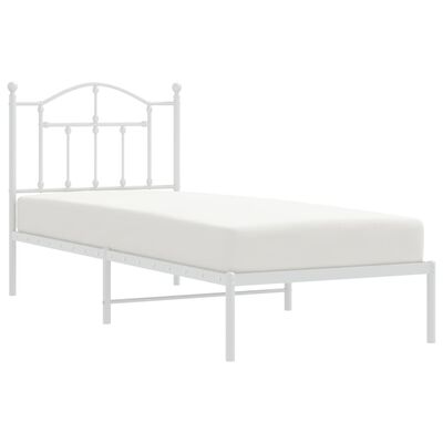 vidaXL Estrutura de cama com cabeceira 90x200 cm metal branco