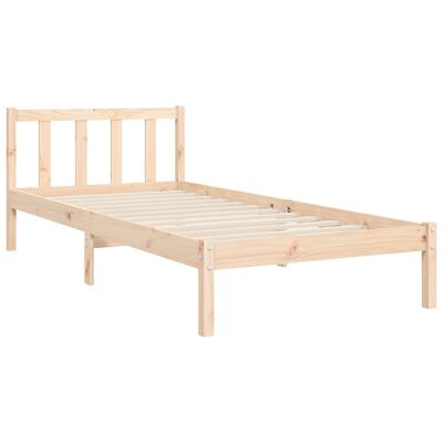 vidaXL Estrutura de cama com cabeceira 90x200 cm madeira maciça