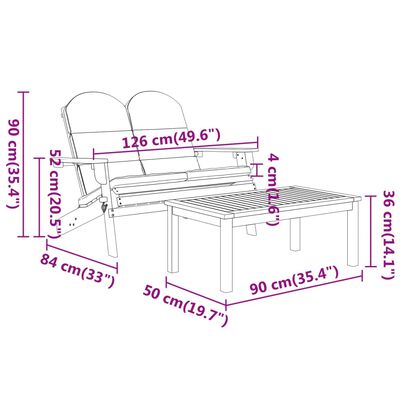 vidaXL 3 pcs conjunto lounge de jardim Adirondack acácia maciça