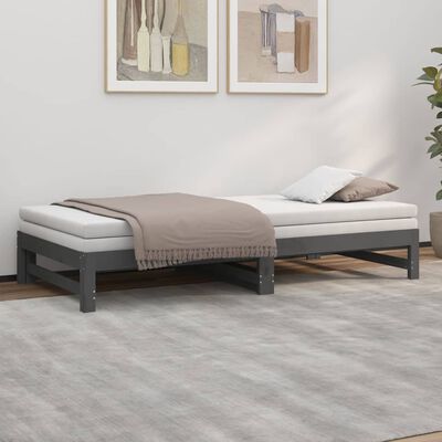 vidaXL Sofá-cama de puxar 2x(100x200) cm pinho maciço cinza