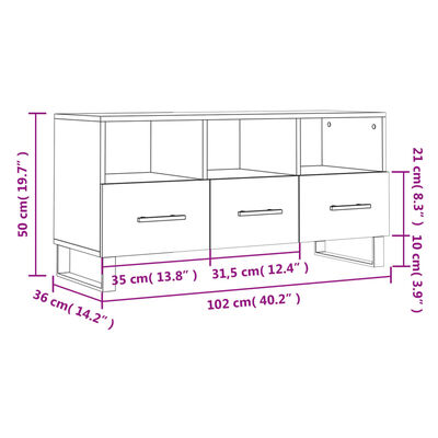 vidaXL Móvel para TV 102x36x50 cm derivados madeira branco brilhante