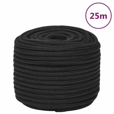 vidaXL Corda de barco 14 mm 25 m polipropileno preto completo