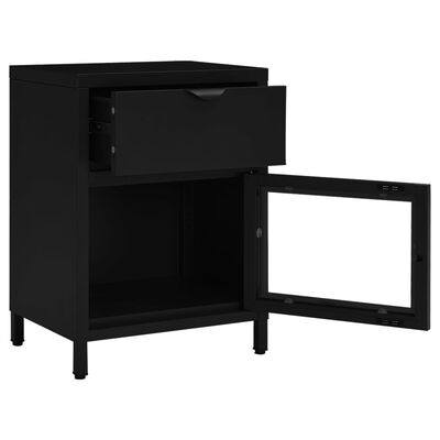 vidaXL Mesa de cabeceira 40x30x54,5 cm vidro e aço preto