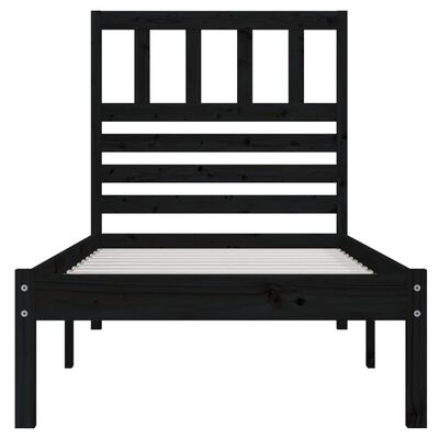 vidaXL Estrutura de cama de solteiro 90x190 cm pinho maciço preto