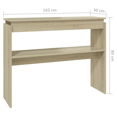 vidaXL Mesa consola 102x30x80 cm derivados de madeira carvalho sonoma