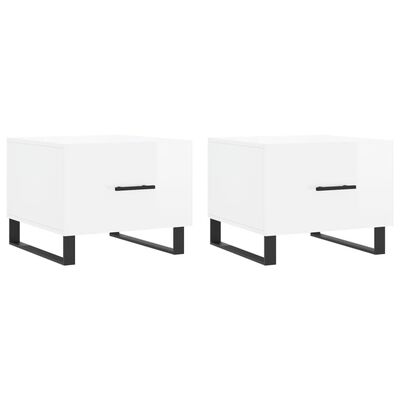 vidaXL Mesas de centro 2 pcs 50x50x40 cm branco brilhante