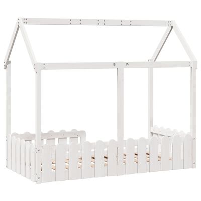 vidaXL Cama infantil formato casa 80x160 cm pinho maciço branco