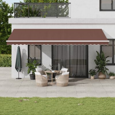 vidaXL Toldo retrátil manual com luz LED 600x350 cm castanho