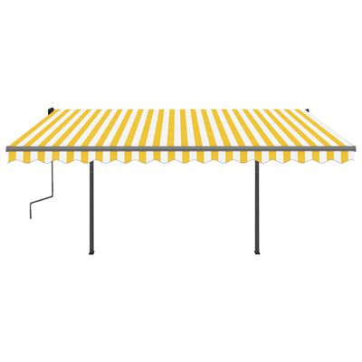 vidaXL Toldo automático c/ LED e sensor de vento 4x3 m amarelo/branco