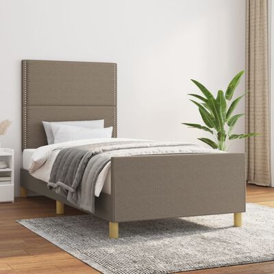 vidaXL Estrutura cama cabeceira 80x200 cm tecido castanho-acinzentado