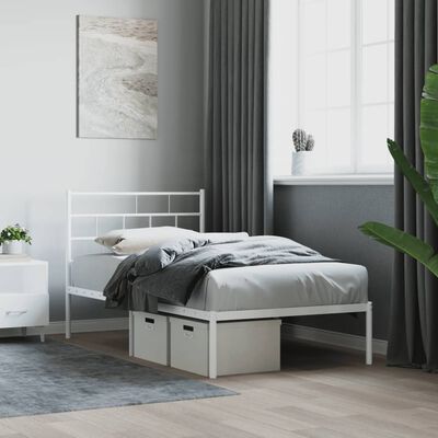 vidaXL Estrutura de cama com cabeceira 80x200 cm metal branco