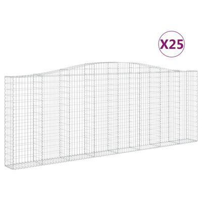 vidaXL Cestos gabião arqueados 25 pcs 400x30x140/160 ferro galvanizado