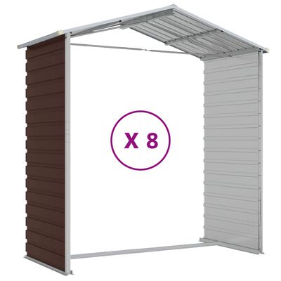 vidaXL Abrigo de jardim 191x725x198 cm aço galvanizado castanho