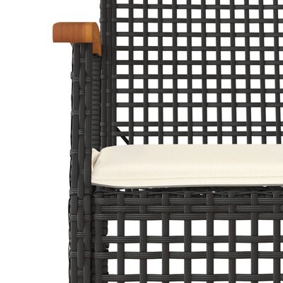 vidaXL Cadeiras de jardim com almofadões 4 pcs vime PE/acácia preto