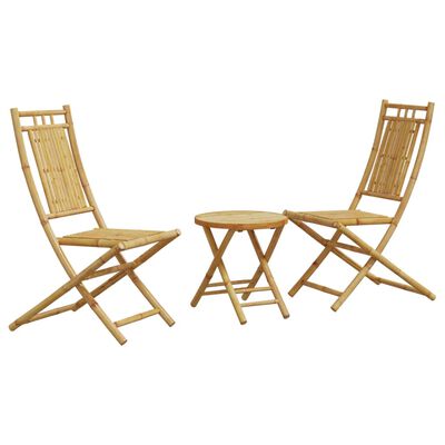 vidaXL 3 pcs conjunto de bistrô em bambu