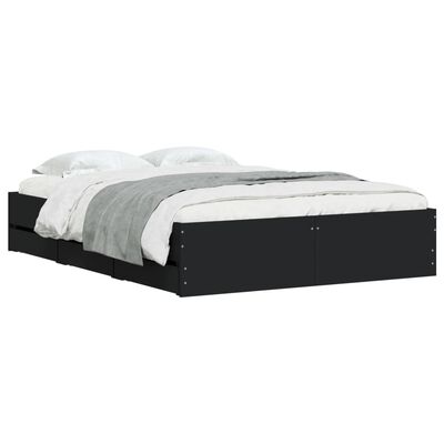 vidaXL Estrutura de cama c/ gavetas 135x190 cm derivados madeira preto