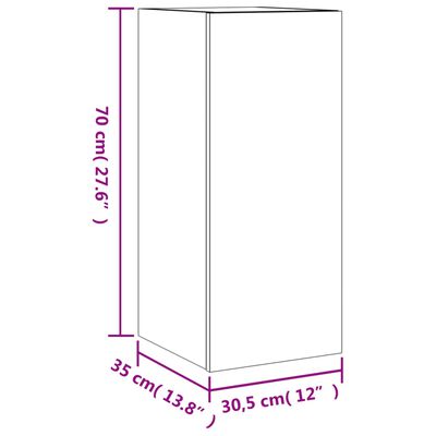 vidaXL Móvel de parede para TV com luzes LED 30,5x35x70 cm preto