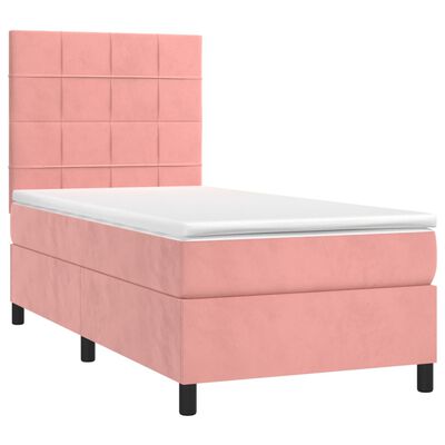 vidaXL Cama com molas/colchão 100x200 cm veludo rosa