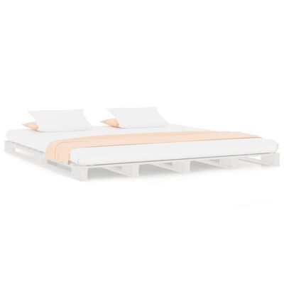 vidaXL Cama de paletes 120x200 cm pinho maciço branco