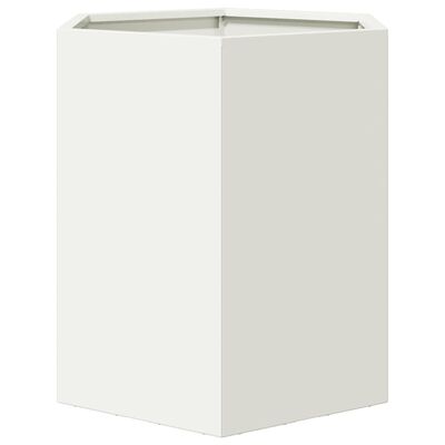 vidaXL Vaso/floreira de jardim hexagonal 46x40x45 cm aço branco