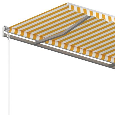 vidaXL Toldo retrátil manual com postes 3,5x2,5 m amarelo e branco