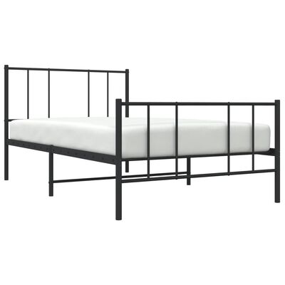 vidaXL Estrutura de cama com cabeceira e pés 100x190 cm metal preto