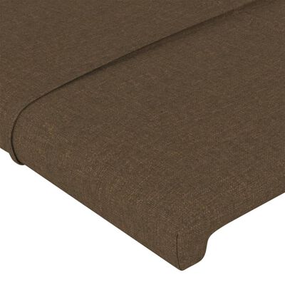 vidaXL Cabeceira de cama c/ abas tecido 163x23x78/88cm castanho-escuro