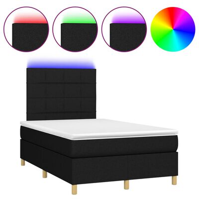 vidaXL Cama box spring c/ colchão e LED 120x200 cm tecido preto