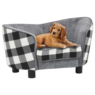 vidaXL Sofá para cães 68x38x38 cm pelúcia cinzento