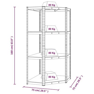 vidaXL Estante 4 prateleiras 5 pcs derivados de madeira/aço prateado