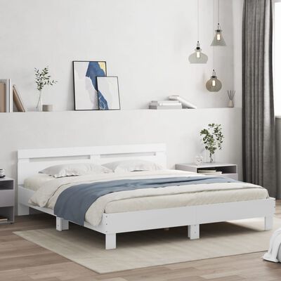 vidaXL Estrutura cama c/ cabeceira 200x200 cm derivados madeira branco