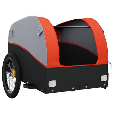 vidaXL Reboque para bicicleta 45 kg ferro preto e laranja