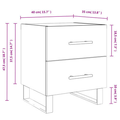 vidaXL Mesa de cabeceira 2 pcs derivados de madeira carvalho castanho