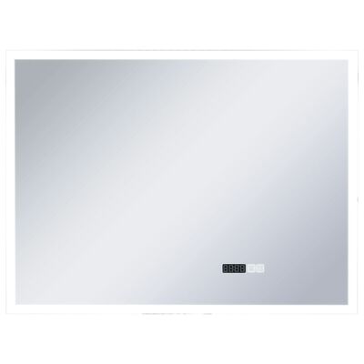 vidaXL Espelho de parede LED c/ sensor tátil e relógio p/ WC 80x60 cm