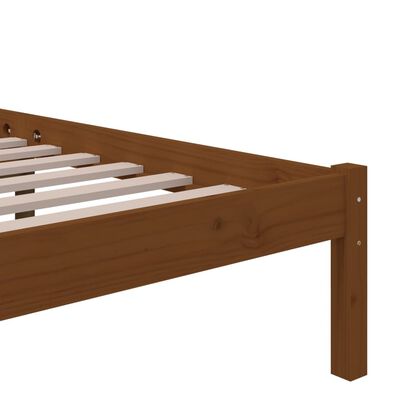 vidaXL Estrutura de cama casal 135x190 cm madeira maciça castanho-mel