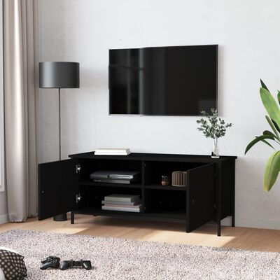 vidaXL Móvel para TV c/ portas 102x35x45 cm derivados de madeira preto