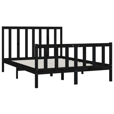 vidaXL Estrutura de cama 160x200 cm pinho maciço preto